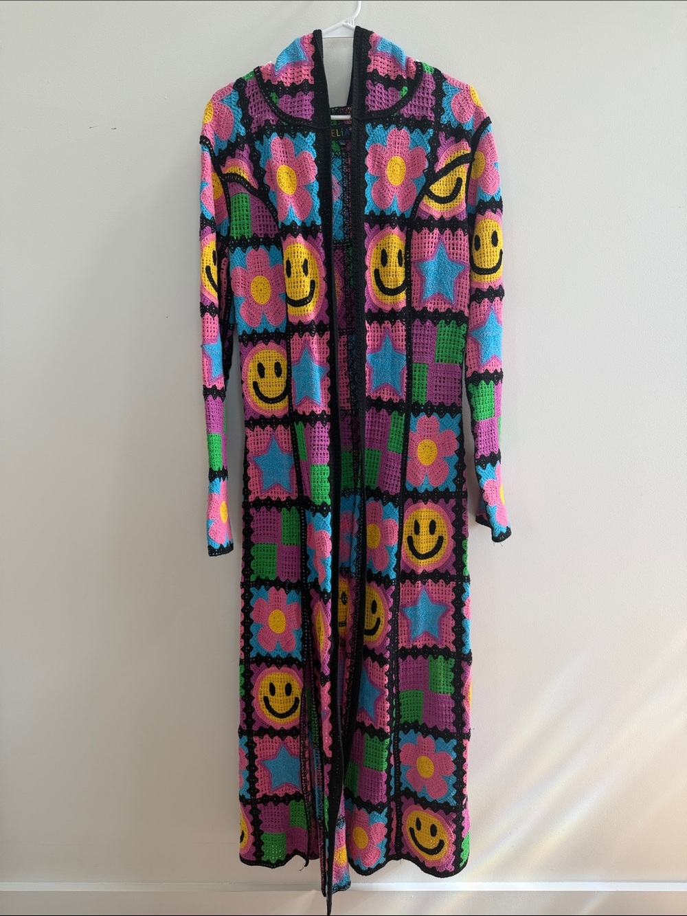 Delia*s Women’s XS/S Bestie Crochet Smiley & Flower Jacket - Picture 2 of 7